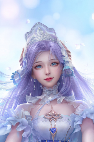 Game character, beautiful queen, anime, blue eyes, 240x320 wallpaper