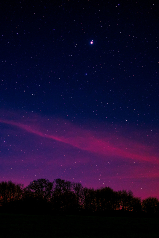 Blue pink sky, starry night, nature, 240x320 wallpaper