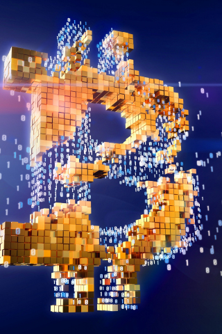 Bitcoin, cubes, binaries, 240x320 wallpaper