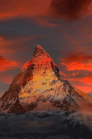 Matterhorn, sunset, clouds, mountains, 240x320 wallpaper