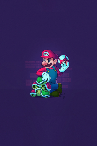 Super Mario, video game, character, minimal art, 240x320 wallpaper
