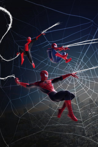 Spiderverse, all-spiderman, art, 240x320 wallpaper