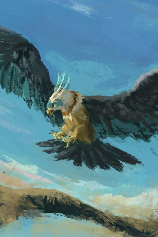 Fantasy, mighty eagle, flight, artwork, 240x320 wallpaper