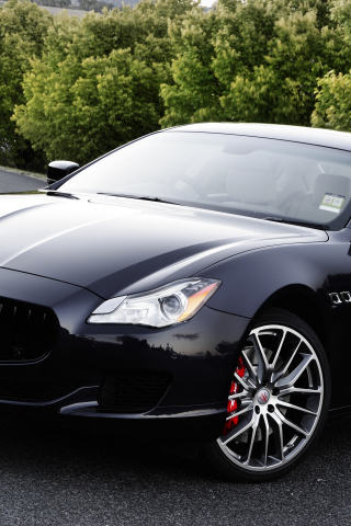 Black, luxury car, Maserati Quattroporte, 240x320 wallpaper