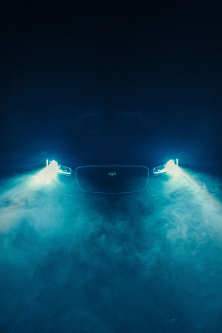 Headlight, glow, smoke, dark, car, 240x320 wallpaper