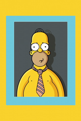 Homer Simpson, photo frame, The Simpsons, animated show, minimal, 240x320 wallpaper