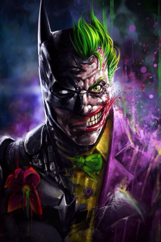 Batman and joker, face-off, artwork, 240x320 wallpaper