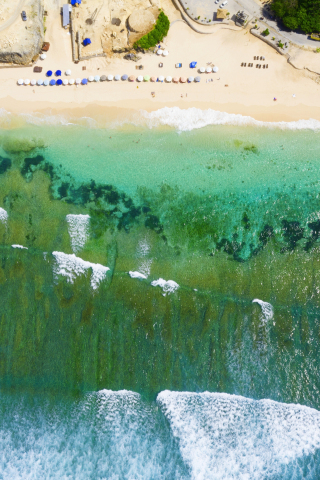 Sea waves, aerial view, green sea, summer, 240x320 wallpaper
