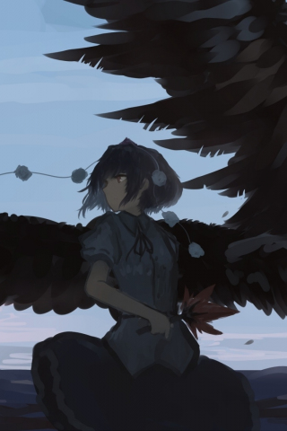 Touhou, black wings, aya shameimaru, 240x320 wallpaper