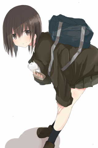 Cute, anime girl, school bag, 240x320 wallpaper