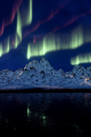 Nature, mountains, Northern Lights, Aurora Borealis, 240x320 wallpaper