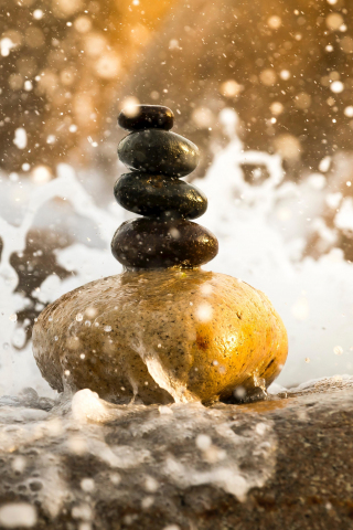 Balance, rocks, water splash, 240x320 wallpaper