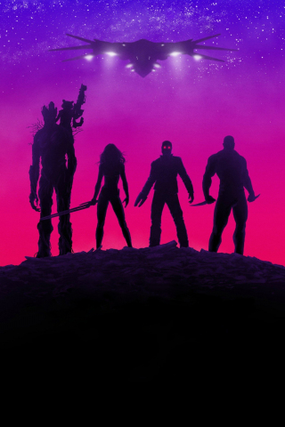 Guardians of the Galaxy, movie, neon lights, poster, 240x320 wallpaper