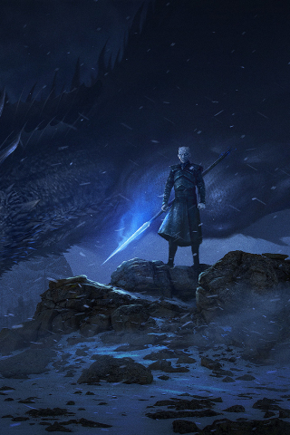 Dragon and night king, artwork, Game of Thrones, 240x320 wallpaper
