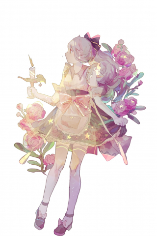 Anime girl with candles, original, anime girl, 240x320 wallpaper