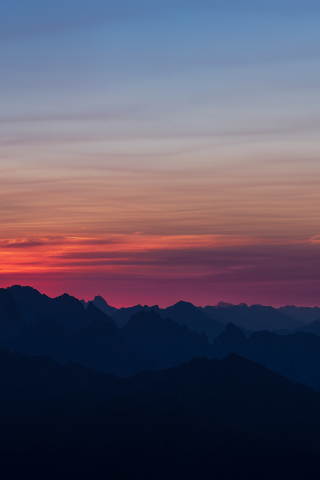 Mountains, sunset, sky, horizon, 240x320 wallpaper