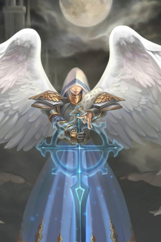 Angel, white wings, warrior, fantasy, 240x320 wallpaper