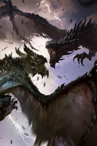 Dragons fights, artwork, The elder scrolls: legends, 240x320 wallpaper