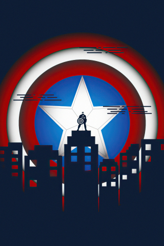 Captain America, shield, minimal art, 240x320 wallpaper