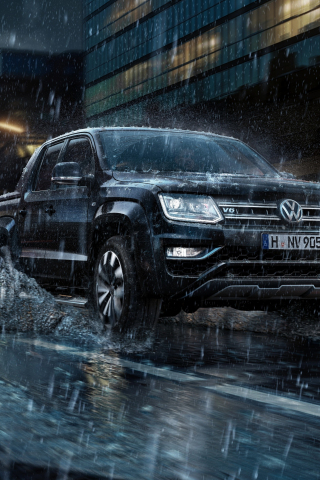 Rain, on-road, Volkswagen Amarok, 240x320 wallpaper