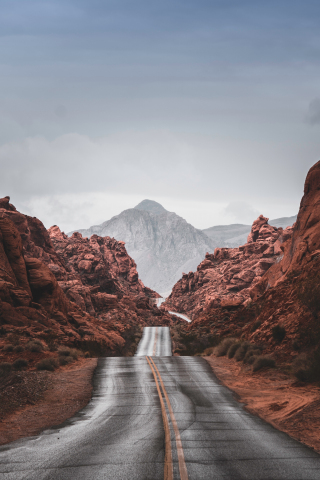 Road of valley, highway, mountains, 240x320 wallpaper
