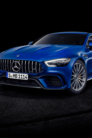 Blue, Mercedes-Amg GT, luxury car, 240x320 wallpaper