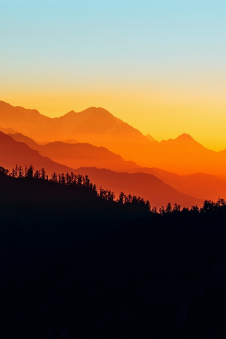 Himalayas, mountains, Nepal, silhouette, 240x320 wallpaper