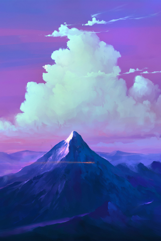 Mountains, clouds, landscape, art, 240x320 wallpaper