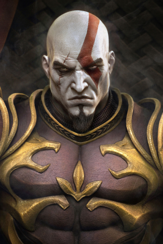 Kratos, throne, god of war, video game, angry, 240x320 wallpaper