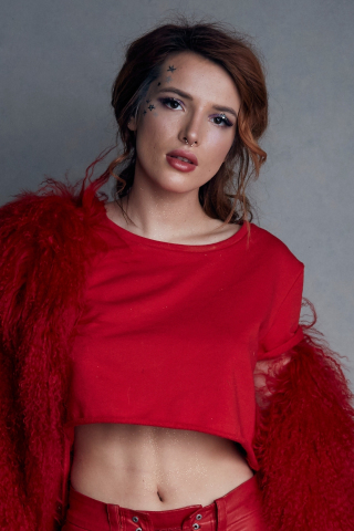Bella Thorne, red dress, 2019, 240x320 wallpaper