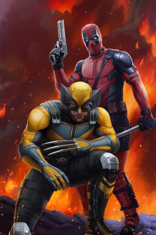 Wolverine and deadpool, unstoppable team, 240x320 wallpaper
