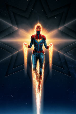 Poster, Captain Marvel, movie, Legendary superhero, 2019, 240x320 wallpaper