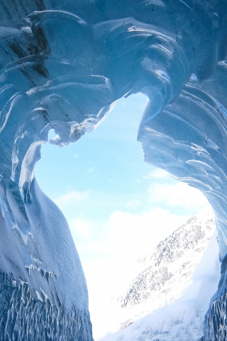 Ice cave, glacier, nature, 240x320 wallpaper