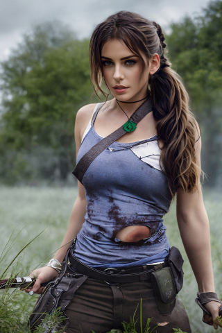 Lara Croft, Tomb Raider, girl model, cosplay, 240x320 wallpaper