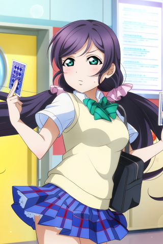 Anime girl, school uniform, pretty eyes green, Love Live!, 240x320 wallpaper