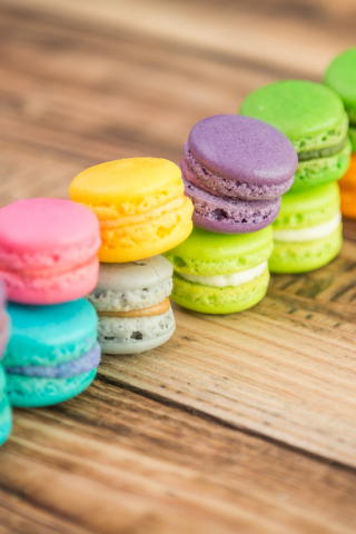 Sweets, colorful, arranged, macarons, 240x320 wallpaper