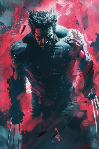 Fierce Wolverine, marvel's hero, art, 240x320 wallpaper