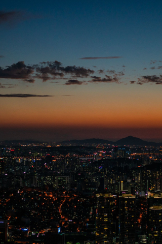 City, Seoul, night, buildings, 240x320 wallpaper