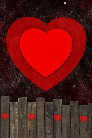 Red heart, digital art, abstract, 240x320 wallpaper