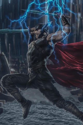 Lightning, Thor, marvel, superhero, digital art, 240x320 wallpaper
