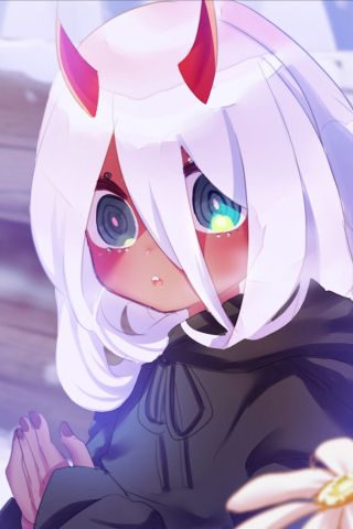 Cute, devil, anime girl, zero two, 240x320 wallpaper
