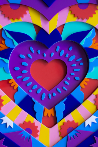 Love, heart colorful, 3D Acrylic multicolor art, 240x320 wallpaper