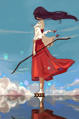 Archer, Kikyo, Inuyasha, anime girl, 240x320 wallpaper