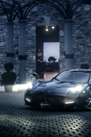 Headlight, Pagani Huayra, sports car, 240x320 wallpaper
