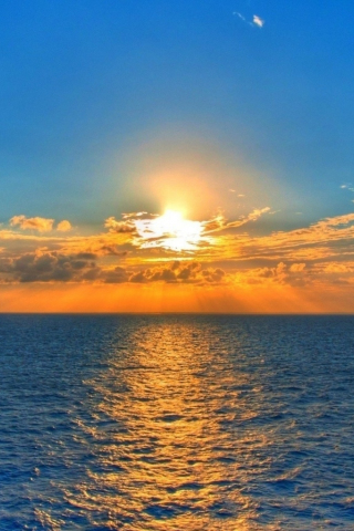 Sea, sunset, clouds, sun, 240x320 wallpaper