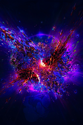 Explosion, blast, digital art, 240x320 wallpaper