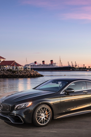 Pier, city, Mercedes-Benz S-Class, luxury car, 240x320 wallpaper