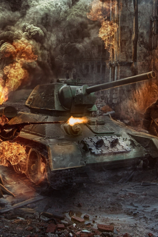 World war 2, video game, soldiers & tanks, 240x320 wallpaper