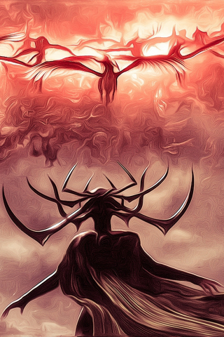 Hela, villain, Thor: Ragnarok, movie, art, 240x320 wallpaper