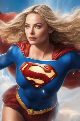 Supergirl, embracing the sky, beautiful and blonde hero, 240x320 wallpaper